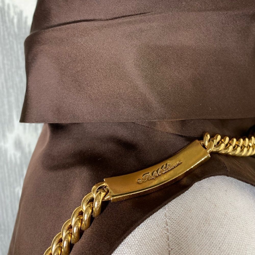 Ralph Lauren Fall Runway Collection Chocolate Brown Silk Funnel Neck Dress - Picture 13 of 16